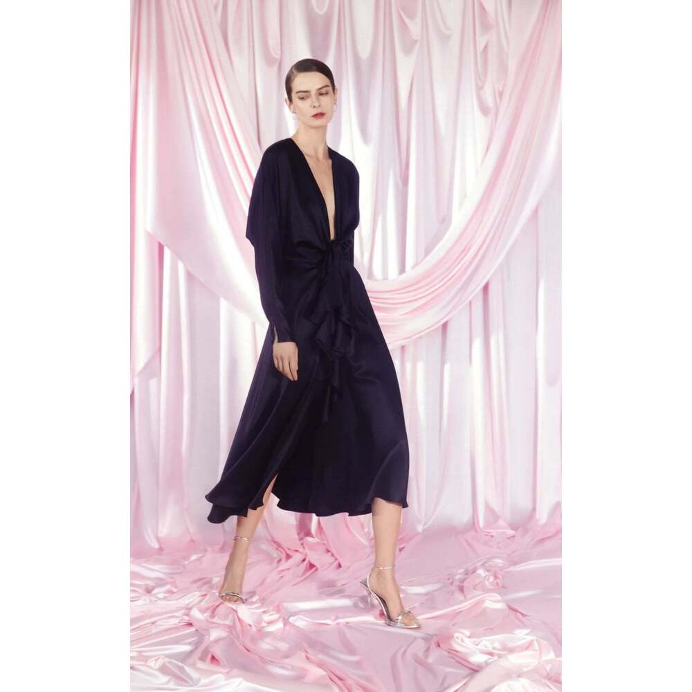 Alejandra Alonso Rojas - Knot Silk Dress with Ruffles - US 2 - Picture 7 of 7